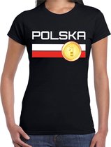 Polska / Polen landen t-shirt zwart dames XS