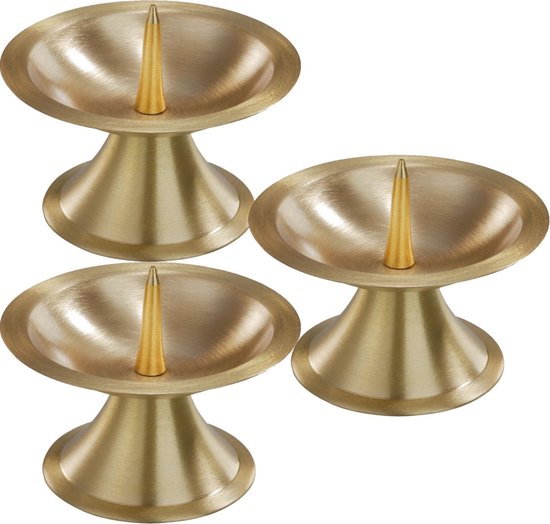 3x Luxe metalen kaarsenhouders goud voor stompkaarsen van 5-6 cm - Stompkaarshouder -  Kaarshouder/kaarsen standaard - Kandelaar voor stompkaarsen - Woonaccessoires