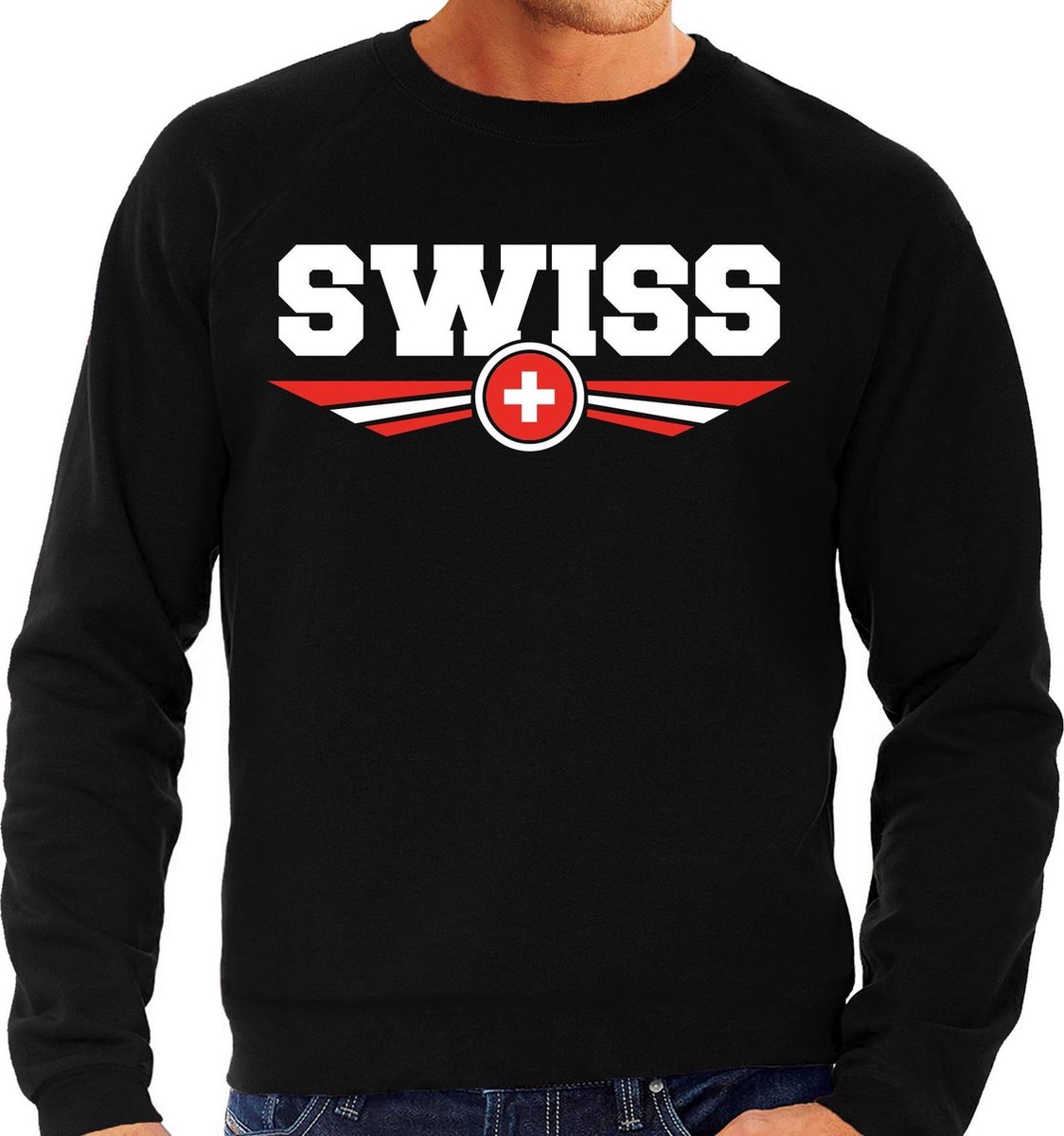 Zwitserland / Switzerland landen sweater / trui zwart heren L