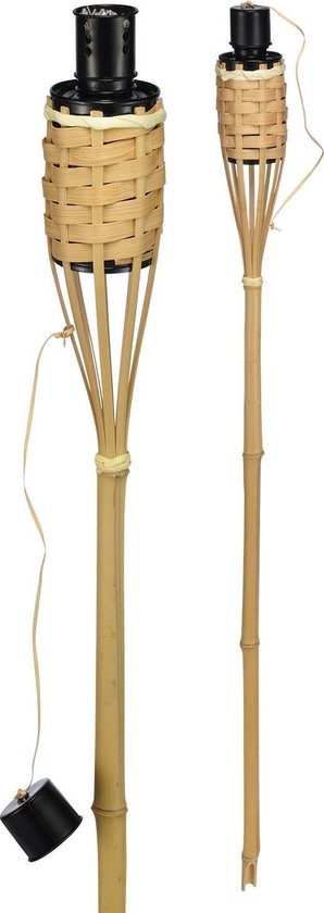 Relaxdays Tuinfakkels Bamboe - Set Van 10 Stuks - Fakkel 90 Cm   Terrasfakkels Met Lont