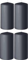 4x Antraciet grijze cilinderkaarsen/stompkaarsen 6 x 15 cm 58 branduren - Geurloze kaarsen antraciet grijs - Woondecoraties