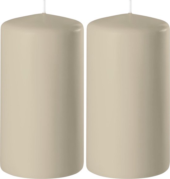 Onvervangbaar hebben leg uit 2x Beige cilinderkaarsen/stompkaarsen 6 x 8 cm 27 branduren - Geurloze kaarsen  beige -... | bol.com