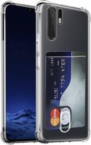 Huawei P30 Pro Card Backcover | Transparant | Soft TPU | Shockproof | Pasjeshouder | Wallet