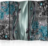 Kamerscherm - Scheidingswand - Vouwscherm - Floral Curtain (Turquoise) II [Room Dividers] 225x172 - Artgeist Vouwscherm