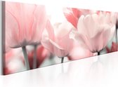 Schilderijen Op Canvas - Schilderij - Pink Tulips 135x45 - Artgeist Schilderij