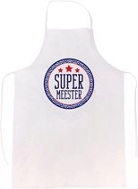 Akyol - Super meester cadeau keuken schort heren - Collega cadeau - Afscheidscadeau meester - Schort mannen - Schort wit - Afscheidscadeau leraar - Afscheidscadeau school - Bedank