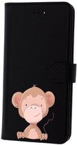 Apple Iphone 11 Pro Max zwart bookcase hoesje aapje