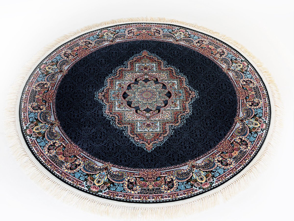 Perzisch Tapijt uit Kashan - rond - diameter 155cm - donker blauw | bol.com