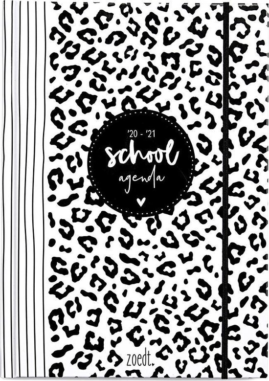 Zoedt - Schoolagenda 2020/2021 - zwart wit - hardcover - A5 formaat