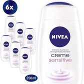 NIVEA Creme Sensitive Douchecrème - 6 x 250ml - Voordeelverpakking