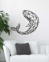 Walvis Geometrisch Hout 90 x 104 cm - Zwart - Wanddecoratie