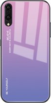 Voor Huawei P20 Gradient Color Glass Case (Lichtpaars)