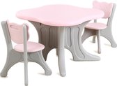 Kunstof kinder tafel en stoeltjes - roze - 72 x 72 x 50 cm