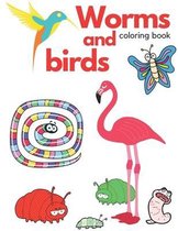 Worms and birds coloring book