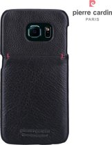 Zwart hoesje van Pierre Cardin - Backcover - Stijlvol - Leer - voor Galaxy S6 Edge - Luxe cover