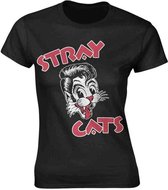 Stray Cats Dames Tshirt -XXL- Cat Logo Zwart