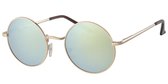 Goudkleurige ronde  zonnebril | Dames/unisex | oranje lens