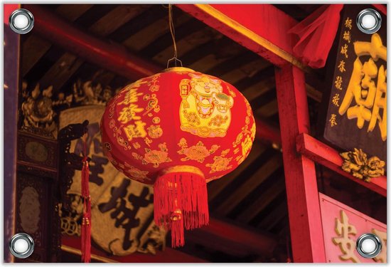 Tuinposter -Chinese Lampion- Foto op Tuinposter (wanddecoratie voor buiten en binnen)