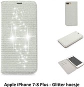 iPhone 7 Plus- iPhone 8 Plus Book Case hoesje - Zilver - Pasjeshouder - Magneetsluiting