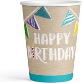Bekertjes \'happy Birthday\' 250 ml Papier Bruin