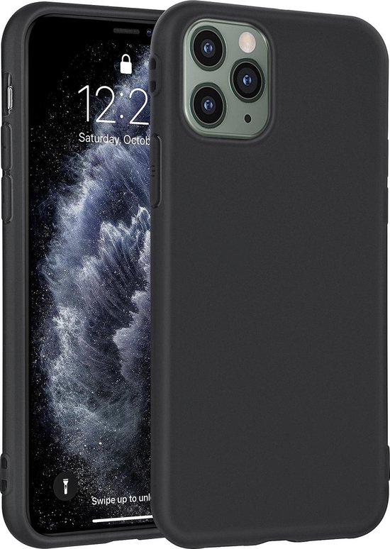 Apple iPhone 11 Pro Max Zwart Backcover hoesje Silicone - Soft Touch | bol