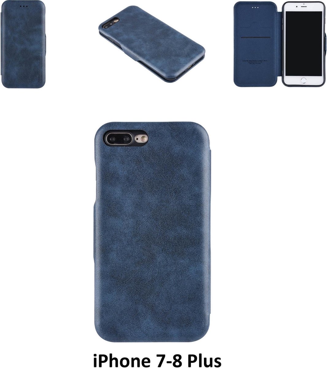 UNIQ Accessory Blauw hoesje iPhone 7-8 Plus - Book Case - Pasjeshouder - Magneetsluiting