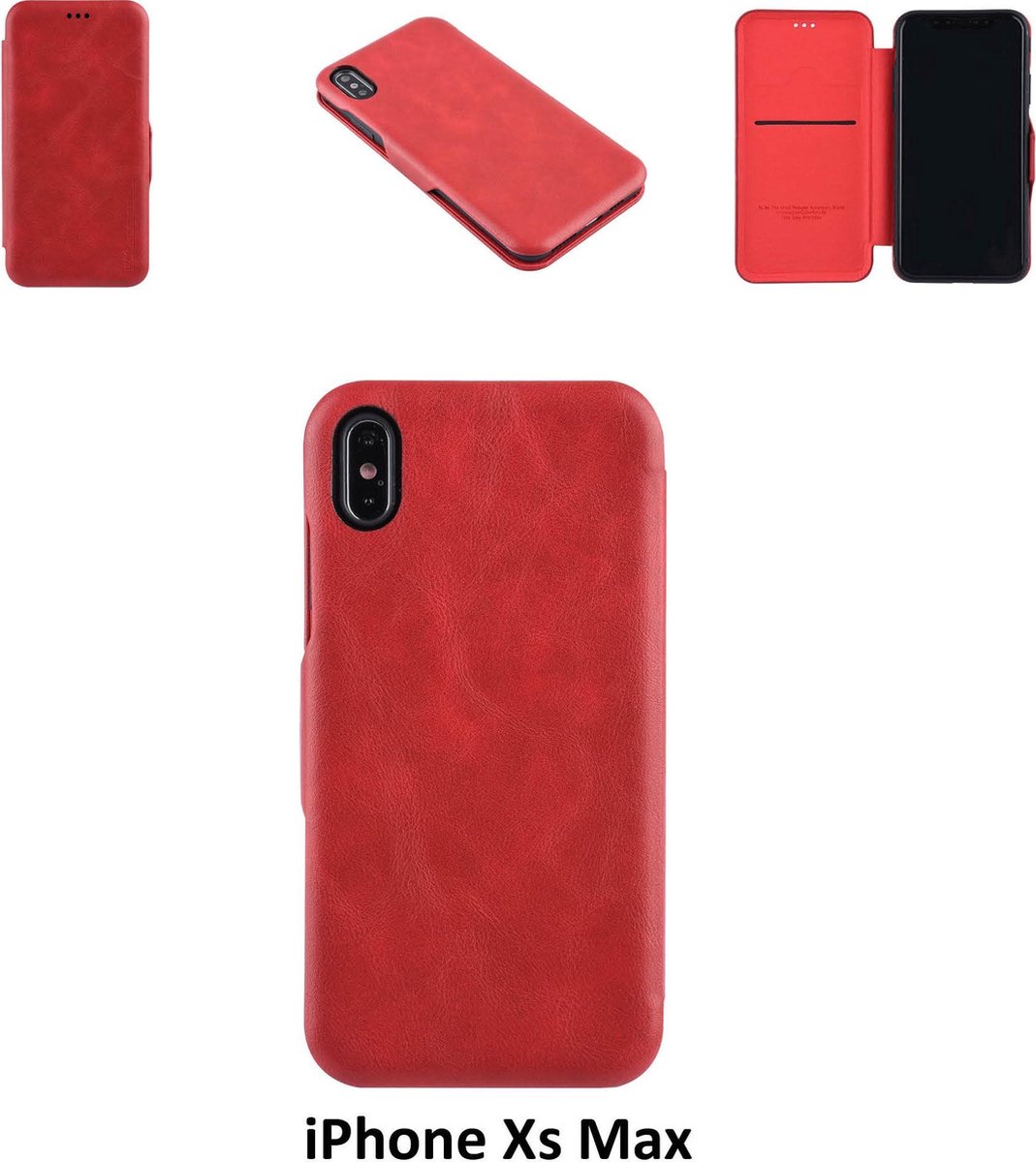 UNIQ Accessory Rood hoesje iPhone Xs Max - Book Case - Pasjeshouder - Magneetsluiting