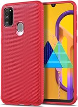 Hoesje Twill Slim Textuur Rood Geschikt voor Samsung Galaxy M21
