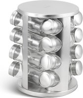 Edënbërg Classic Line - Pots à épices avec support inox - 16 bocaux + support