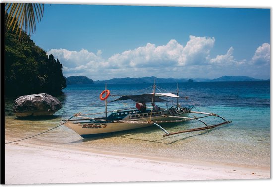 Dibond - Boot in de Filipijnen- Foto op Aluminium (Met Ophangsysteem)