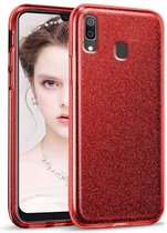 Samsung Galaxy A20S Hoesje Glitters Siliconen TPU Case rood - BlingBling Cover