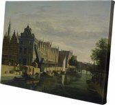 De Waag en de kraan aan het Spaarne te Haarlem | Gerrit Addriaensz. Berckheyde | 90Cm x 60CM | Canvas | Foto op canvas | Oude meesters