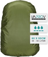 Groene Improv Regenhoes Rugzak 45-50 Liter - Backpack Rain Cover - Flightbag voor rugzak - Groen - Schoolrugtas