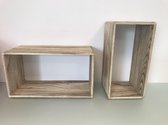 Wanddecoratie hout groot ( 2 stuks)