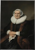 Portret van een oude dame, mogelijk Elisabeth Bas | Ferdinand Bol | ca. 1640  - ca. 1645 | 100cm x 150CM | Canvas | Foto op canvas | Oude meesters