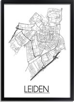 DesignClaud Leiden Plattegrond poster A3 + Fotolijst zwart