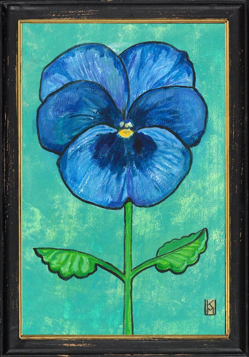 zwarte lijst met blauwe Viooltje - reproductie van Kittie Markus