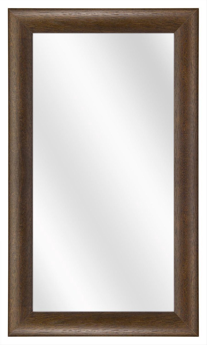 Spiegel met Ronde Houten Lijst - Koloniaal - 20x50 cm