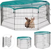 Relaxdays konijnenren buiten - buitenren - ren konijn - metaal - opvouwbaar - knaagdieren - S