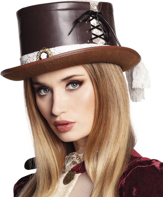 Chapeau steampunk marron de luxe avec dentelle pour femme - Coiffure  habillée | bol