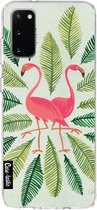 Casetastic Samsung Galaxy S20 4G/5G Hoesje - Softcover Hoesje met Design - Flamingos Green Print