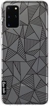 Casetastic Samsung Galaxy S20 Plus 4G/5G Hoesje - Softcover Hoesje met Design - Abstraction Lines Black Transparent Print