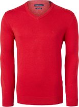 Casa Moda heren trui katoen V-hals - rood - Maat: 4XL