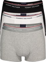 Tommy Hilfiger trunks (3-pack) - heren boxers normale lengte - zwart - wit en grijs - Maat: S