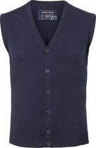 MARVELIS heren vest mouwloos - wol - V-hals - donkerblauw -  Maat: 3XL