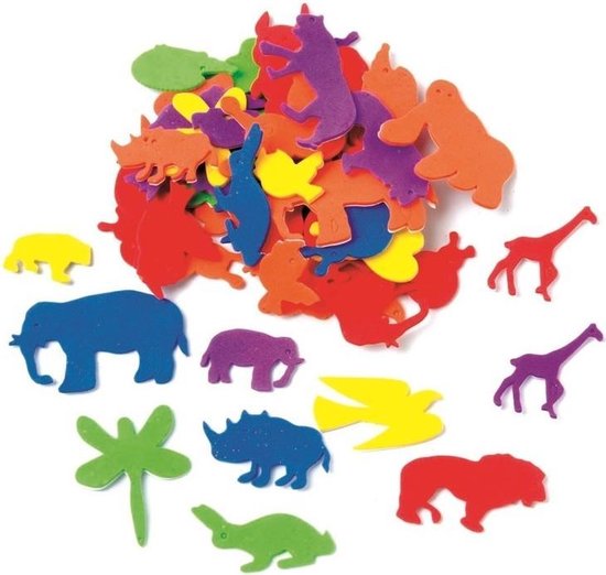 Hobby artikelen 100x foam rubberen dieren gekleurd - Knutselen | bol.com