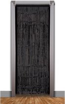 3x stuks zwarte party folie slierten deurgordijnen 240 x 49 cm - Feestartikelen en versiering