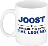Naam cadeau Joost - The man, The myth the legend koffie mok / beker 300 ml - naam/namen mokken - Cadeau voor o.a  verjaardag/ vaderdag/ pensioen/ geslaagd/ bedankt