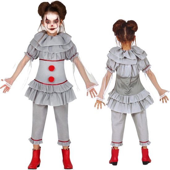 Fiestas Guirca - Killer Clown meisje (7-9 jaar) - Carnaval Kostuum voor kinderen - Carnaval - Halloween kostuum meisjes