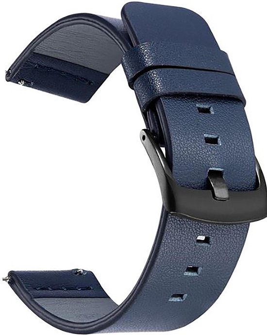 Horlogeband van Leer voor Oozoo | 22 mm | Horloge Band - Horlogebandjes |  Blauw | bol